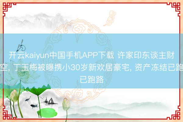 开云kaiyun中国手机APP下载 许家印东谈主财两空, 丁玉梅被曝携小30岁新欢居豪宅, 资产冻结已跑路