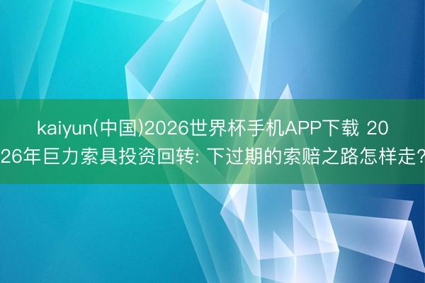kaiyun(中国)2026世界杯手机APP下载 2026年巨力索具投资回转: 下过期的索赔之路怎样走?