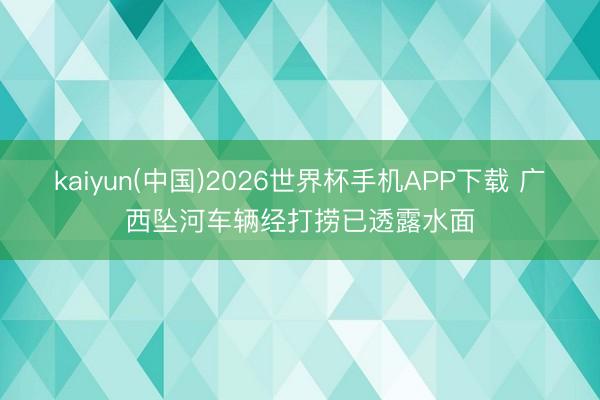 kaiyun(中国)2026世界杯手机APP下载 广西坠河车辆经打捞已透露水面