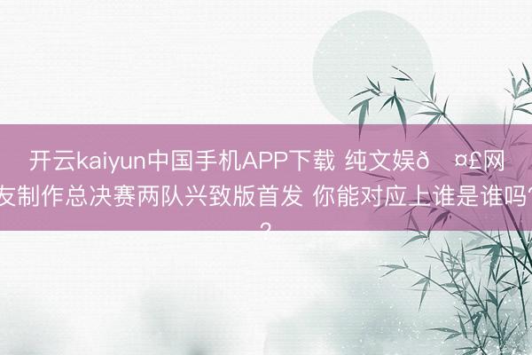 开云kaiyun中国手机APP下载 纯文娱🤣网友制作总决赛两队兴致版首发 你能对应上谁是谁吗？