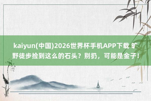 kaiyun(中国)2026世界杯手机APP下载 旷野徒步捡到这么的石头？别扔，可能是金子！
