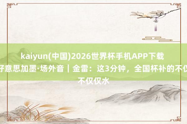 kaiyun(中国)2026世界杯手机APP下载 碰杯好意思加墨·场外音｜金雷：这3分钟，全国杯补的不仅仅水
